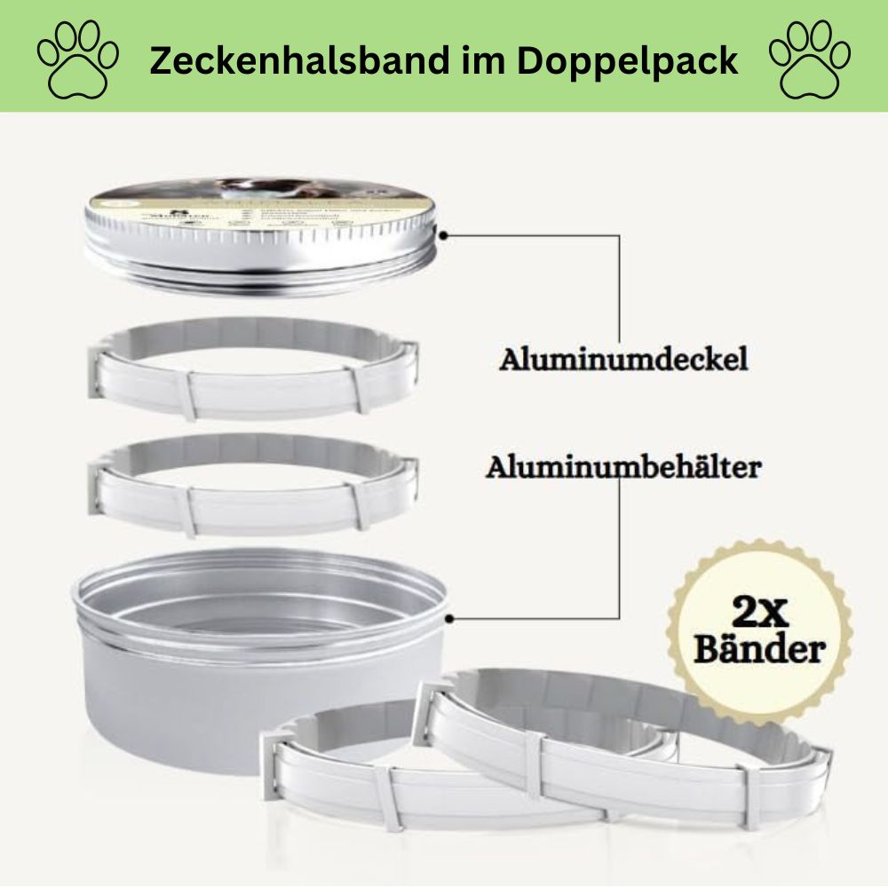 Antizecken Halsband - bis zu 8 Monate Schutz ohne Chemie + kostenloses E-Book
